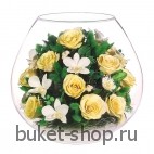 Композиция в вакууме из живых цветов. Розы, Орхидеи. Композиция из живых цветов сохраняет свой естественный облик в течение пяти-семи лет
