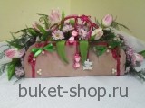 Сумка №4 из живых цветов. Хризантема, Тюльпаны. Композиция сумочка из живых цветов