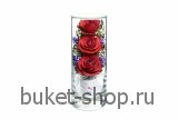 Композиция в вакууме из живых цветов. Розы. Композиция из живых цветов сохраняет свой естественный облик в течение пяти-семи лет