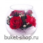 Композиция в вакууме из живых цветов. Розы. Композиция из живых цветов сохраняет свой естественный облик в течение пяти-семи лет