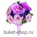 Букет невесты №69. Розы, Гортензия, Орхидеи, Зелень. Изысканный букет невесты из нежных экзотических цветов