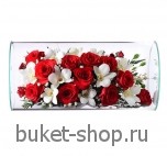 Композиция в вакууме из живых цветов. Розы,Орхидеи. Композиция из живых цветов сохраняет свой естественный облик в течение пяти-семи лет