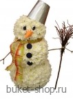 Снеговик. Хризантема. Игрушка из живых цветов