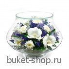 Композиция в вакууме из живых цветов. Орхидеи. Композиция из живых цветов сохраняет свой естественный облик в течение пяти-семи лет