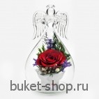 Композиция в вакууме из живых цветов. Розы. Композиция из живых цветов сохраняет свой естественный облик в течение пяти-семи лет