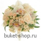 Букет невесты №62. Розы, Орхидеи, Зелень. Прелестный букет – воплощение изысканной нежности!

