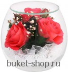 Композиция в вакууме из живых цветов. Розы. Композиция из живых цветов сохраняет свой естественный облик в течение пяти-семи лет
