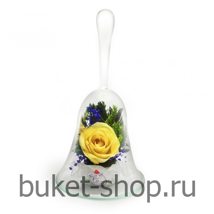 Композиция в вакууме из живых цветов. Розы. Доставка цветов BUKET-SHOP.RU